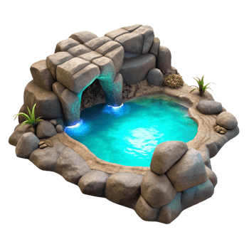 elegant artistic Secluded Cove Glowing Water Transparent Cutout detailed png