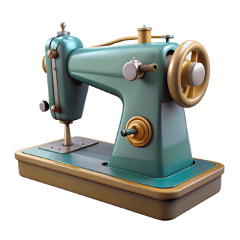 gorgeous distinctive Professional render of a vintage sewing machine with foot pedal, isolated cutout, hyper-specific with Transparent Background png