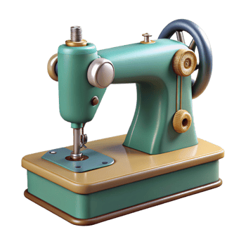 passionate spectacular Professional render of a vintage sewing machine with foot pedal, isolated cutout, hyper-specific with Transparent Background flawless png