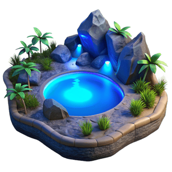 magnificent rustic Secluded Lagoon at Night Cutout with Blue Glow exclusive png