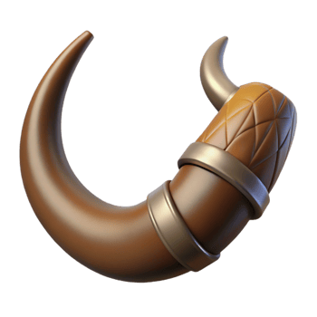 remarkable industrial Photorealistic, ultra-detailed, hyper-specific professional render, isolated cutout of a Minotaur's severed horn, intricate carvings visible with Transparent Background original png