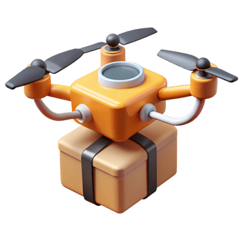 exquisite nostalgic mid-century Delivery drone, package delivery with Transparent Background 8K png