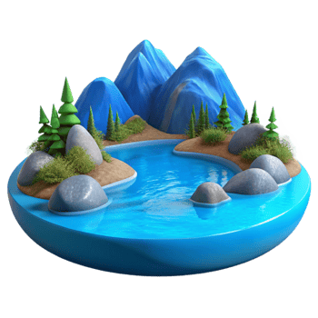 vibrant abstract Serene Blue Lake Scenery Transparent png