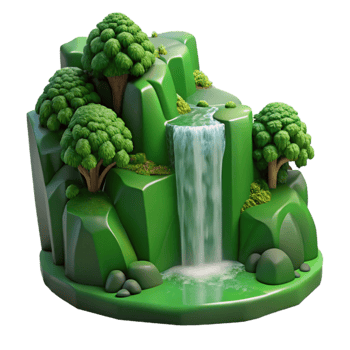 dramatic rustic Serene Green Forest Waterfall Cutout Side Angle genuine png