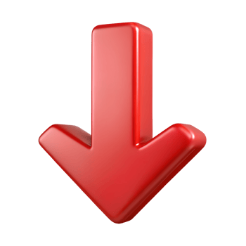 Shiny Red 3D Arrow Pointing Downwards Download Symbol Icon Perfect for websites and applications png