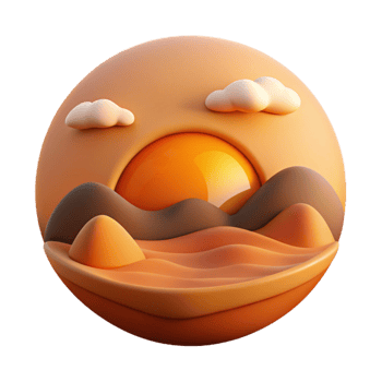 serene traditional Serene Sunset Landscape Cutout Warm Orange Hues original png