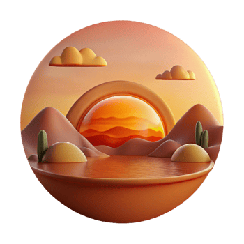 impressive artistic Serene Sunset Landscape Cutout Warm Orange Hues authentic png