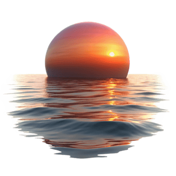 magnificent minimalist Serene Sunset Reflection Cutout Calm Water Surface detailed png