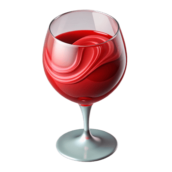 dazzling iconic A single wine glass filled with swirling red wine with Transparent Background png