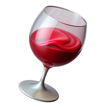 pristine playful contemporary A single wine glass filled with swirling red wine with Transparent Background precision png