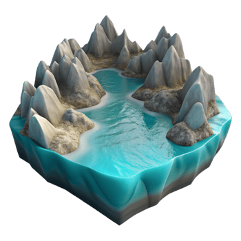wonderful minimalist Serene Waters Fractal Fjord Cutout Bright Daylight professional png