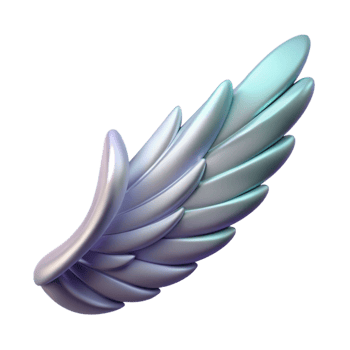 fascinating tranquil baroque Isolated cutout, hyper-specific, concept art style render of Icarus's single melted wing feather with Transparent Background fine detail png