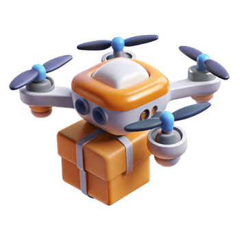 dramatic spectacular Delivery drone carrying a package with Transparent Background 8K png