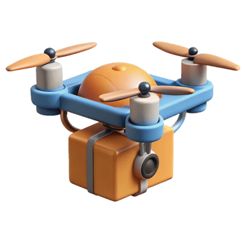 bold fascinating Delivery drone carrying a package with Transparent Background fine detail png