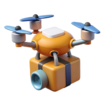 timeless minimalist Delivery drone carrying a package with Transparent Background luxury png