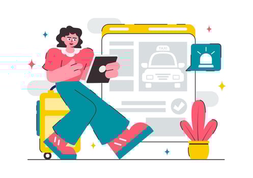 Emergency Taxi Booking Service with Smartphone Navigation Interface vector