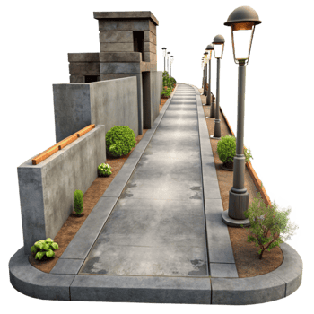 elegant vintage Shared Pathway Urban Setting Isolated Element Gray Concrete high quality png