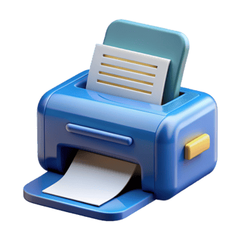 splendid joyful coastal Printer printing a document with Transparent Background exclusive png