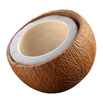 playful dazzling A single coconut, cracked open to reveal the white flesh with Transparent Background luxury png