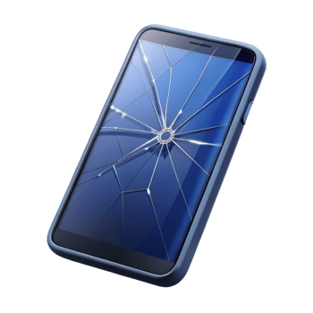 serene exemplary Smartphone showing broken screen with spiderweb cracks with Transparent Background png