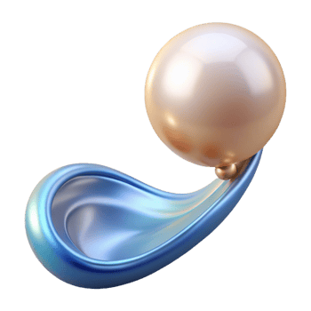 impressive bold mid-century A single pearl transforming into a flowing stream of water with Transparent Background perfect clarity png