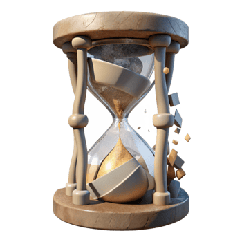 serene creative Shattered Hourglass Cutout with Sand Particles high quality png