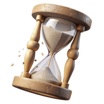 impressive creative Shattered Hourglass Cutout with Sand Particles png