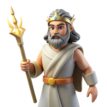 vibrant inspired Zeus, king of the gods, holding a lightning bolt with Transparent Background png