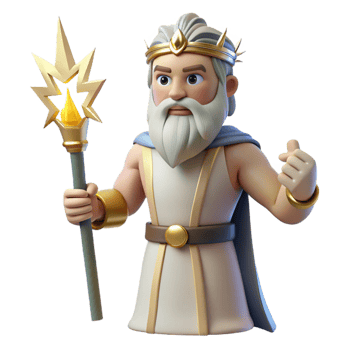 picturesque standout Zeus, king of the gods, holding a lightning bolt with Transparent Background png