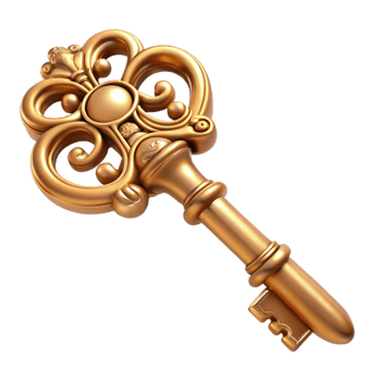 serene inspired A vintage key with intricate carvings and embellishments with Transparent Background png