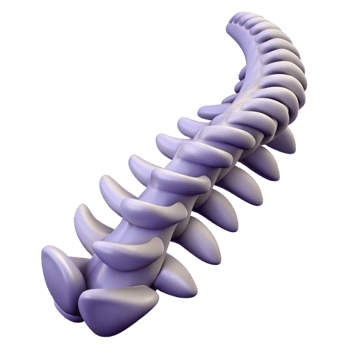 hypnotic intense mid-century Isolated cutout, ultra-detailed professional render of a single spine from a Chimera with Transparent Background professional png