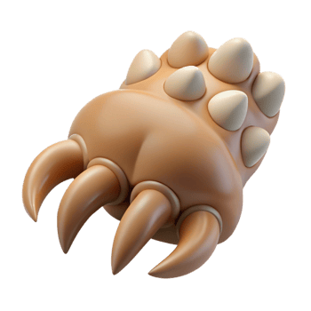 vibrant impressionist Isolated cutout, ultra-detailed professional render of a single Sphinx's paw, clawed with Transparent Background 4K png