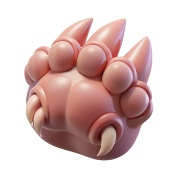 joyful extraordinary Isolated cutout, ultra-detailed professional render of a single Sphinx's paw, clawed with Transparent Background premium png