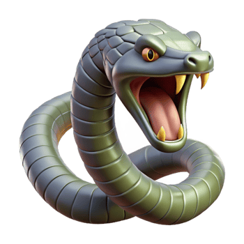 picturesque inspired Photorealistic, hyper-specific, concept art style render of a single Gorgon's snake, hissing with Transparent Background png
