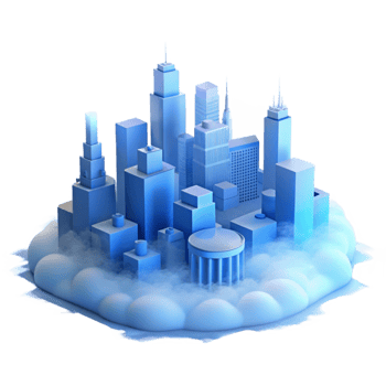 wonderful abstract Silhouetted City in Fog Transparent Background Blue Tint high quality png