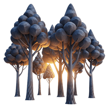 serene classic Silhouetted Trees at Dusk Cutout Transparent authentic png