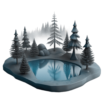 impressive rustic Silhouette Lake Trees Cutout Transparent Background high quality png