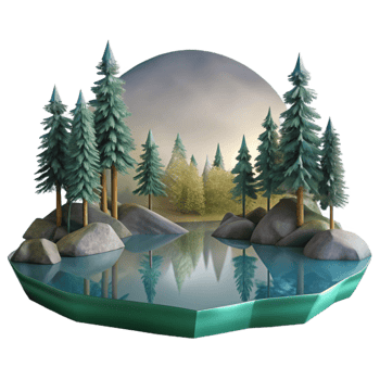 stunning minimalist Silhouette Lake Trees Cutout Transparent Background high quality png
