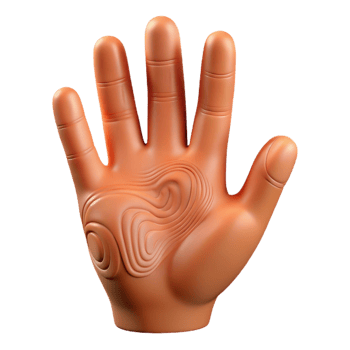 mysterious exquisite Photorealistic, professional render, isolated cutout, hyper-specific single, human hand with detailed fingerprints with Transparent Background original png