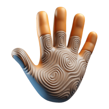 majestic calm retro Photorealistic, professional render, isolated cutout, hyper-specific single, human hand with detailed fingerprints with Transparent Background professional png