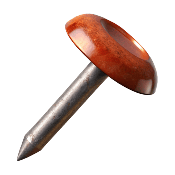 impressive reflective modern Photorealistic, ultra-detailed isolated cutout of a single, rusty nail with Transparent Background expertly shot png