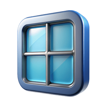 serene standout Concept art style, isolated cutout of a shape-shifting, smart glass window pane with Transparent Background png