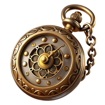 nostalgic dramatic Steampunk pocket watch with ornate filigree and Roman numerals with Transparent Background original png