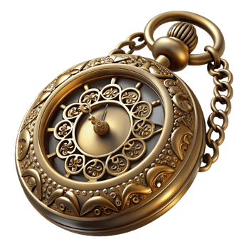 vibrant creative Steampunk pocket watch with ornate filigree and Roman numerals with Transparent Background genuine png