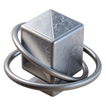 magnificent abstract Silver Cube Rotating in Simulated Gravity Cutout genuine png