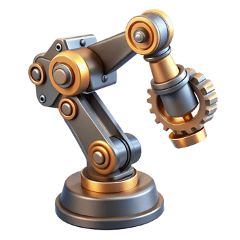 immaculate industrial Concept art style, ultra-detailed, isolated cutout of a single, stylized, robotic arm with Transparent Background luxury png