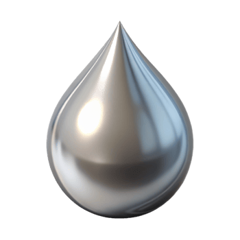 dramatic vintage Silver Liquid Metal Drop Isolated Element high resolution png