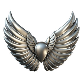 vibrant contemporary Silver Mechanical Bird Wings Isolated Cutout professional png
