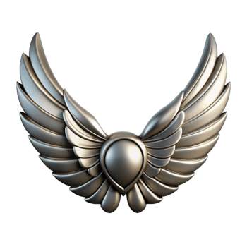 impressive minimalist Silver Mechanical Bird Wings Isolated Cutout png