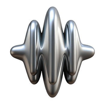 serene modern Silver Soundwave Design Cutout with Reflective Surface high quality png
